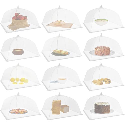 Simply Genius Mesh Food Covers - 12-Pack, 17in x 17in, White - Outdoor Kitchen & Picnic Accessories - Hosting Essentials for Glamping & Tailgating