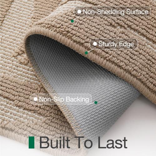Front Door Mat Indoor Entrance 24x36, Low Profile Welcome Mat, Non-Slip Washable Doormat with Rubber Backing for Entrance, Patio, Garage, Beige