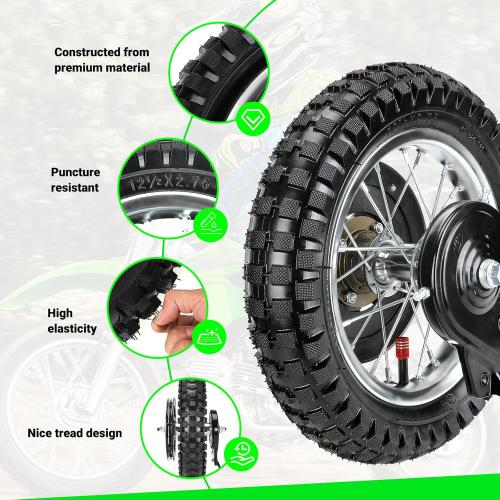 12-1/2 x 2.75 12.5x2.75 Rear Wheel Assembly Replacement for Razor MX350 MX400 Dirt Rocket with Knobby Street Tire Inner Tube Rim 25H 132 Link Chain Tensioner Freewheel Sprocket Dirt Bike Parts