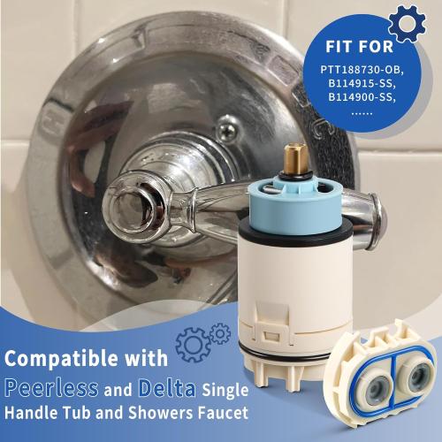Dreyoo Single Function Pressure Balance Cartridge Replacement for RP70538/RP73625, Shower Cartridge Compatible with Peerless/Delta Single Handle Tub/Showers Faucet (Check Valve Included) (1 Pack)