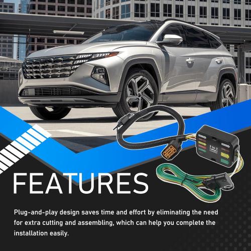 4 Way Trailer Wiring Harness Kit Compatible with 2019-2024 Hyundai Santa Fe Palisade Santa Cruz Tucson 2020-2024 Kia Carnival Sorento Telluride 4-Pin Towing Hitch Wiring Kit Replaces 56420