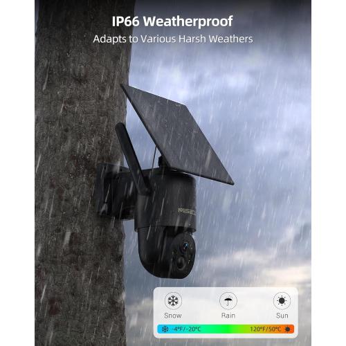 4G LTE Cellular Security Camera, 2.5K Solar Outdoor Cam Wireless Without WiFi Needed, 360° PTZ Live View Off Grid Camera, AI Motion Detection, Color Night Vision, Local/Cloud Storage