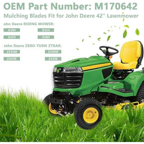 2 PCS Mulching Blades Replacement Fits for John Deere 42 Mower Z TRAK Mower Z335E Z335M Z345M Z345R X330 X350 X354 X370 X380#M170642