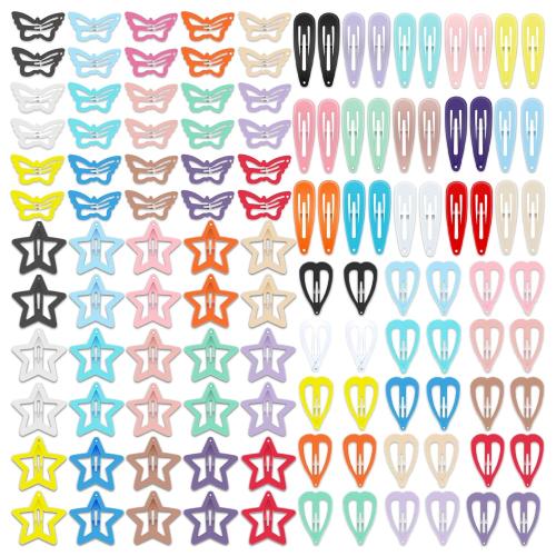 Multicolor 120Pcs Hair Clips for Girls,Non Slip Metal Snap Hair Clips for Kids Star & Butterfly hair accessories (4 Styles and 15 Assorted Colors)