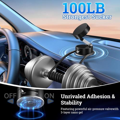 New Vacuum Magnetic Phone Holder, Suction Cup Phone Mount, Foldable Strong Magnetic Cell Phone Holder for Car/Gym/Mirror/Smooth Surface, Compatible with Magsafe iPhone