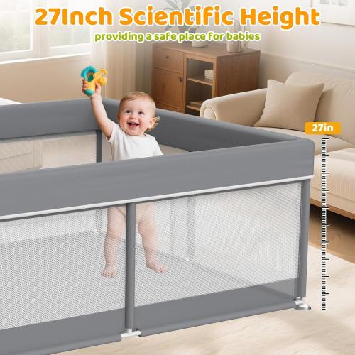 50x50 Small Baby Playpen - Full Cover Anti-Collision Grey Playard for Babies and Toddlers Space-Saving Safety Play Yard Indoor Activity Center for Apartments Gray