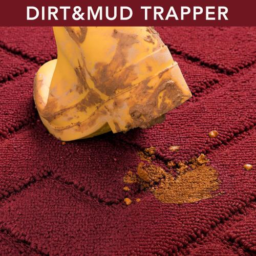 hicorfe Front Door Mat Outside Entrance,20x31.5 Absorbent Muddy Dirt Resist Welcome Door Mats Outdoor Indoor,Stain and Fade Resistant,Non Slip Backing Entry Mat Doormat for Entryway(Red)