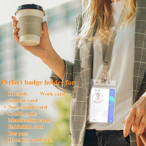 3.9 x 2.7 Clear 250 Pack Name ID Badge Holder-Plastic Badge Holder for Lanyard, Vertical Extra Thick Waterproof Name tag Holder for School/Office/Hospital/Exhibition/Party/Cards Credit Card
