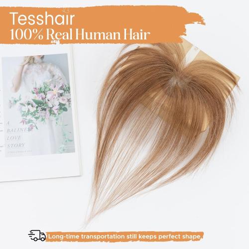 Clip in Bangs, 100% Real Human Hair, Human Hair Clip in Bangs, Wispy HairPieces, No Tangle & Smooth, 11g #06 Light Brown