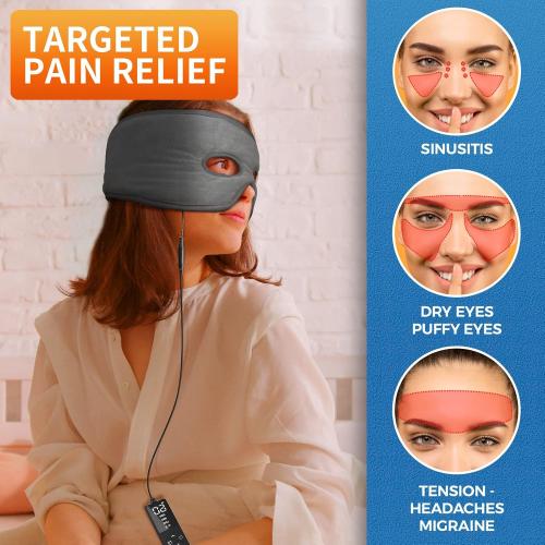 sticro Sinus Relief Mask Moist Heat with 3 Temp Settings, Ex-Large Headache Mask Electric Face Heating Pad for Sinus Pressure Relief, Migraine, Tension Headache Relief