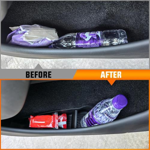 4 Pcs Door Side Storage Box Organizer Trays for New Tesla Model Y Juniper Accessories 2025 2026 Front & Rear TPE Door Pocket Liner Protector with Anti-Slip Design