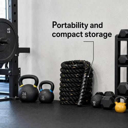Fitvids Battle Rope 1.5Inch 2 Inch Diameter Poly Dacron 30 FT – 40 FT – 1.5-Inch, 30FT – Black