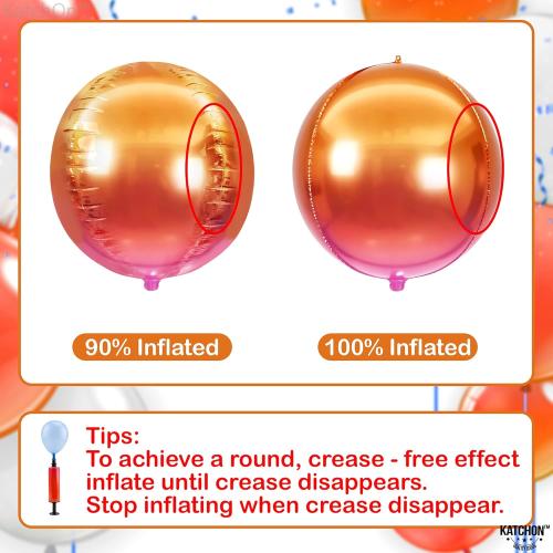 KatchOn, Orange Mylar Balloons - Large 22 Inch,  | Round 4D Orange Foil Balloons, Metallic orange Balloon for Birthday Decoration, Halloween Decorations, Basketball Party Decorations