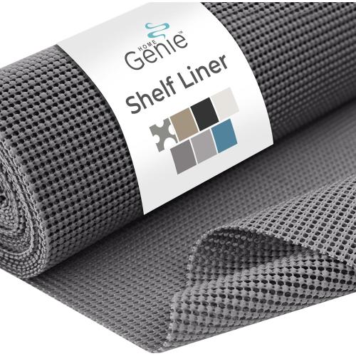 HOME GENIE Shelf Drawer and Cabinet Liner, Durable with Strong Grip, 17.5 IN x 20 FT, Non Adhesive Liners Protect Kitchen Cabinets and Cupboard, Pantry, Bathroom Drawers and Shelves, Desks, Slate Gray