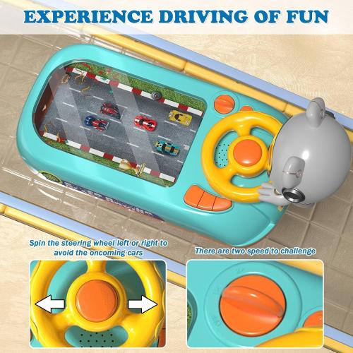 Car Racing Adventure Toy with Steering Wheel, Racing Adventure Car Steering Wheel Driving Games for Age 3  Year Old with Musical for Boys and Girls Xmas Birthday Gift