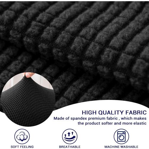 SUBRTEX Stretch Couch Arm Covers Set of 2, Checkered Sofa Arm Slipcovers, Anti-Slip Armrest Covers for Recliner and Armchairs, Pet Proof, High Stretchy, Hook & Loop Tape, Black