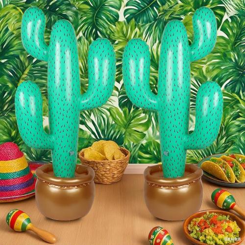 Inflatable Cactus Decoration (34 Inch) for Cinco de Mayo Party, Western Cowboy Theme, Mexican Fiesta, Pool Party Prop for Desert & Tropical Decorations