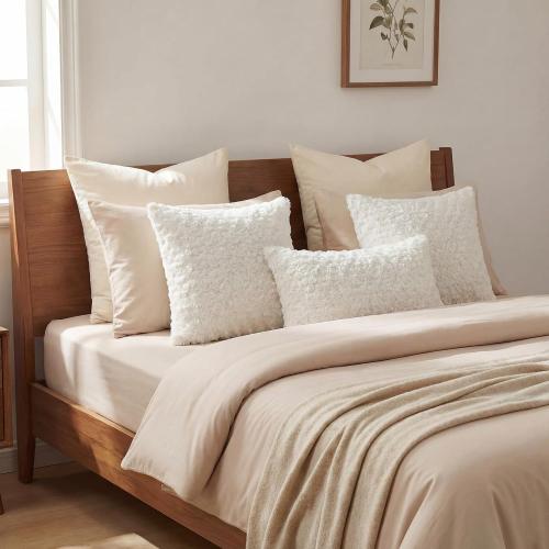 FUTEI Pack of 2 Rose Textured Throw Pillow Covers 16x16 Inch, Pure White