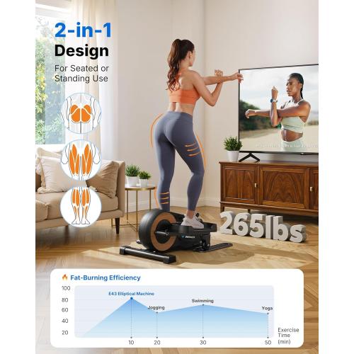 Sitting Under Desk Elliptical Machine, Leg Exerciser While Sitting for Seniors, Seated Pedal Exerciser, Quiet & Portable Pedal Exerciser with 8 Resistance Levels, Work from Home Fitness