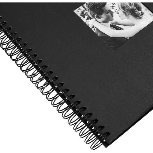 INNOCHEER Photo Album - Self Adhesive 80 Black Pages, Large Scrapbook Wedding Guest Book for DIY Anniversary Travel Memory Scrapbooking (Black 12 x 12)