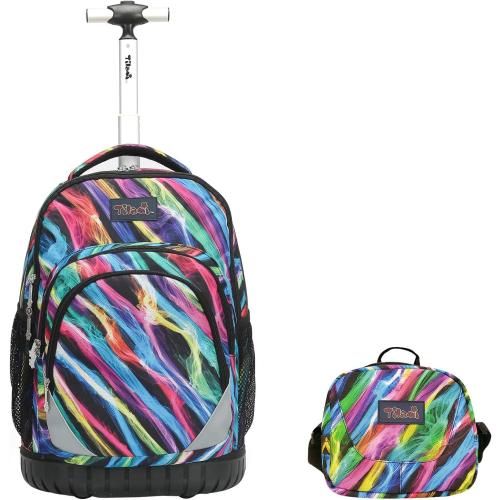COLOR BLUE AND GREEN Tilami Rolling Backpack Laptop 18 inch with Lunch Bag, Colors