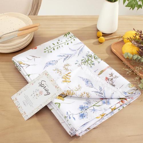 Softalker Spring Easter Tablecloth Rectangle - Waterproof Wild Flower Table Cloths, Stain Resistant Wrinkle Free Floral Table Cover for Dinner/Party/Picnic/Indoor/Outdoor, 52 x 70 Inch