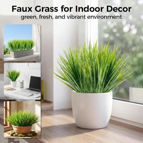 MAQIHAN 10 Artificial Grass Plant Outdoors - Faux Fake Wheat Grass Decor UV Resistant Outdoor Plants Plastic Outside Weed Plant Artificial Greenery for Porch Decorative