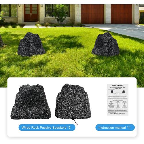 STUDIOFINIX Outdoor Rock Speakers Waterproof, 600 Watt 8 Inch Superior Timbre IPX7 Weatherproof Design for Garden,Patio,Pool,Deck,BBQ (Pair)
