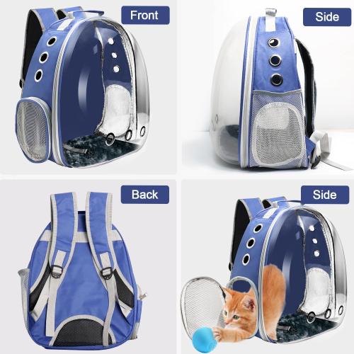Cat Backpack Carrier, Pet Cat Carrier with Ventilated Design for Carrying Puppy Cats, Pet Carrier Backpack for Traveling/Hiking/Camping/Outdoors Airline Approved Travel Carrier (Blue)