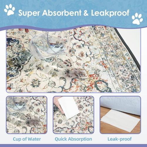 Size 36x24 Color Grey Pack of 2 Washable Pee Pads for Dogs 2 Pack, 36 x 24 Reusable Puppy Pads Waterproof, Super Absorbent Dog Rugs, Leakproof, Dog Crate Pad, Playpen Mat, Whelping Pads, Vintage Medallion