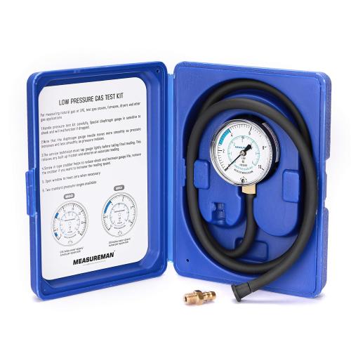 MEASUREMAN Natural Gas or LP Gas Manifold Pressure Test Kit, 0-10 W.C., 1/4 NPT, 40 Length Hose