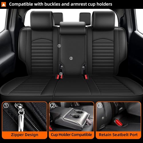 Seat Covers Custom Fit for Toyota 4Runner 2007-2024: 7 Seats Full Set Seat Cushion Protectors Waterproof Leather Comfortable Breathable Compatible Airbag (Black, 3 Rows 7 Seats)
