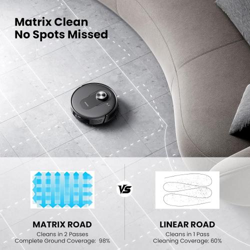 Proscenic Q8 Robot Vacuum Cleaner with Mop, Ultra Strong 6000Pa Robotic Vacuum with Lidar Navigation, 5 Real-Time Mapping, WiFi/Alexa/APP Remote Control Robot Hoover for Floor Carpet Pet Hair