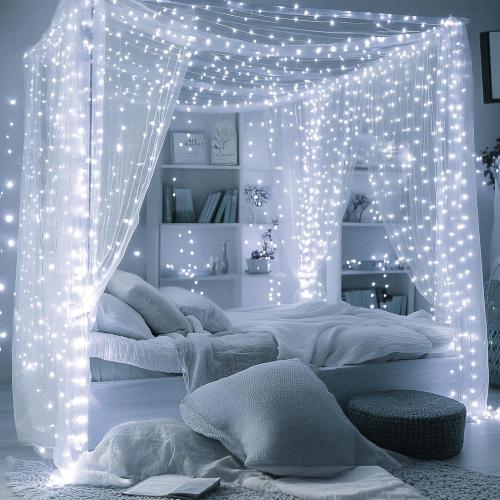 Joomer LED Fairy Lights Battery Operated, 4 Pack Each 16FT 50 LED Cuttable Starry Lights with Timer for Bedroom, Parties, Wedding Christmas Indoor Decor (White)