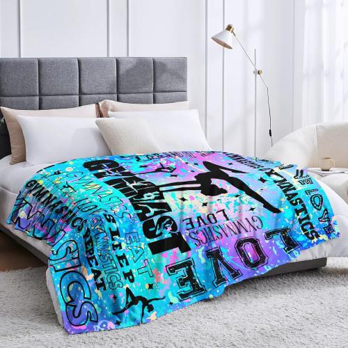 Gymnastics Blanket Gifts for Girls Ultra Soft Flannel Gymnastics Throw Blankets Gymnast Lovers Merch Stuff Gifts for Kids Adults 50X40