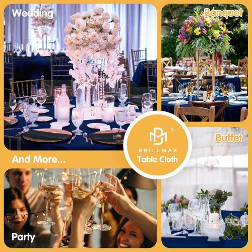 BRILLMAX 6 Pack Navy Blue Round Tablecloths 120 Inch - Circle Bulk Linen Polyester Fabric Washable Table Cloth Covers for Wedding Reception Banquet Birthday Party Buffet Restaurant