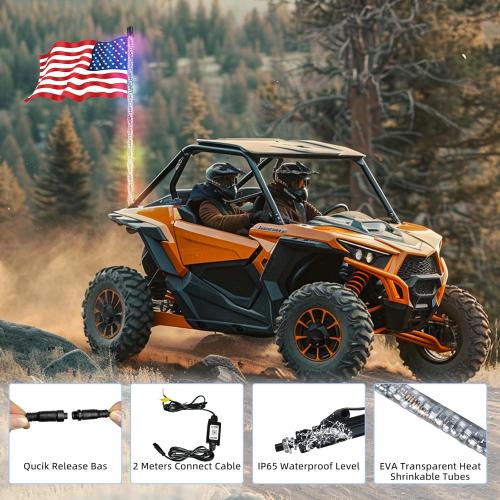 3FT-1PC LED Whip Lights for RGB Dancing/Chase,Whip Lights Support APP/Remote Control,600  Color Mode Combinations,LED Whip Suitable for ATV,RZR, Dune Buggy,Polaris,Can-am,Jeep