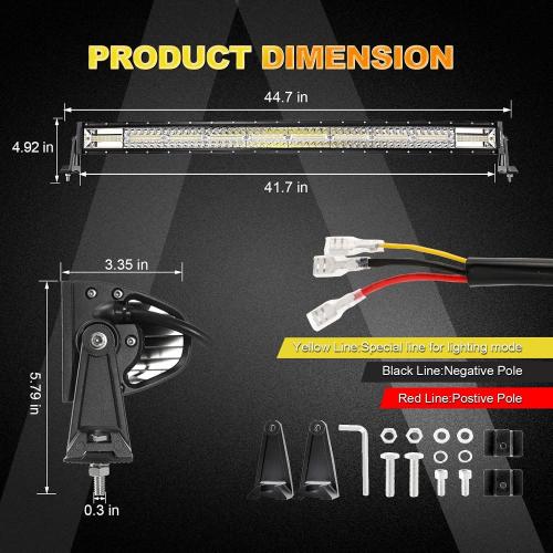 Auxbeam 42 Inch LED Light Bar, 240W Curved Off Road Amber White Combo Beam | 6 Modes Series, White & Amber Switchback, Memory, Restore & Sync Functions, Warning Strobe, Built for Fog, Rain & Offroad