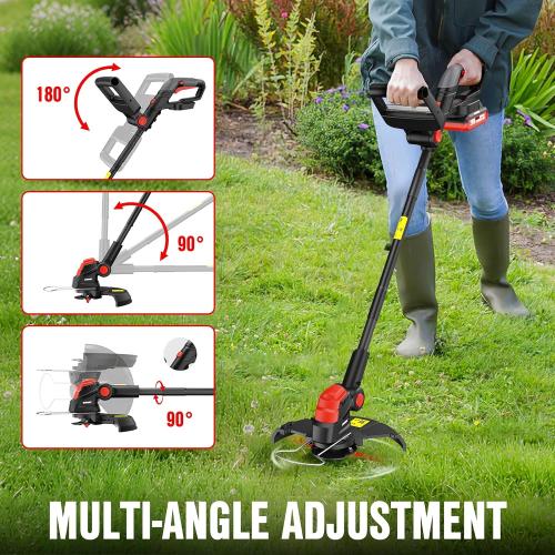 EWORK Weed Wacker Cordless, 2-in-1 String Trimmer and Edger with 2 Batteries, Upgraded Cutter Blade, 20V Lightweight Electric Weed Eater for Lawn, Yard and Garden