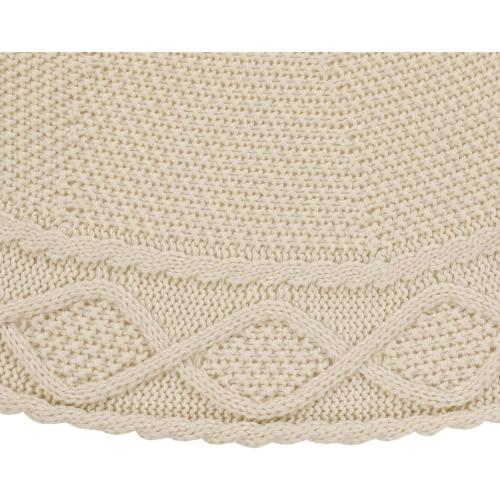 Sattiyrch Knit Christmas Tree Skirt – Classic Cable Knit Tree Base Wrap with Tie Closure – Cozy Holiday Décor for 7.5–9 ft Christmas Tree (White,48in)