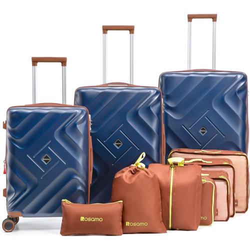 Rosamo 10 piece Luggage Set Expandable Suitcase 22x14x9 Airline Approved Carry on, ABS Hard Case Suitcases with Spinner Wheels,TSA Lock