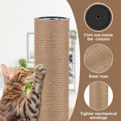 4 PCS M8 Cat Scratching Post Replacement, 15.7 x 3.1 Inches Cat Tree Replacement Post-Natural Jute Pole for Indoor Cats with M8 Screws, for Kitten Tree Tower Spare Cat Furniture Accessories