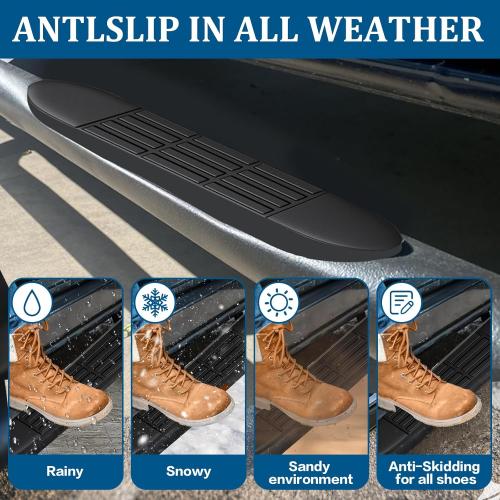 Replacement Step Pad for 3 Round Nerf Bars Set of 4 Pack, 21 Long x 3 Wide, Durable Non-Slip Running Boards Replacement Pads with Rubber Mallet and 24 Pins