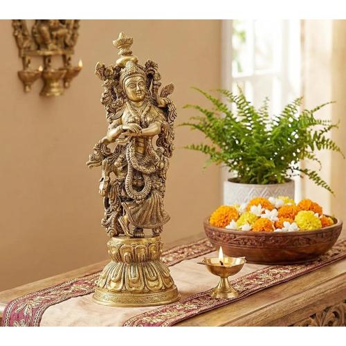 eSplanade - Brass Radha Krishna - Big Size - Brass Radha Idol Statue Sculpture  (Radha Antique)
