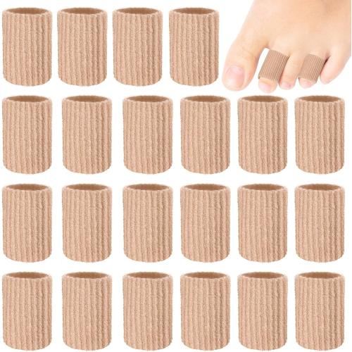 Blulu 10 Pieces Toe Tubes 0.98 Inches Cushion Tube Corn Pads for Toes Sleeves Soft Gel Protectors for Cushions Corns Blisters Calluses 3 Size(Skin Color,Medium Size)