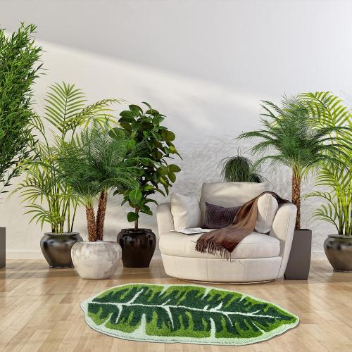 Leaf Kids Rug Green Bathroom Runner Rug Small Cute Bath Mat Nursery Boho Area Rug Non Slip Long Carpet for Bedroom Children Room Kitchen Monstera Plant Home Decor 20x47 inch