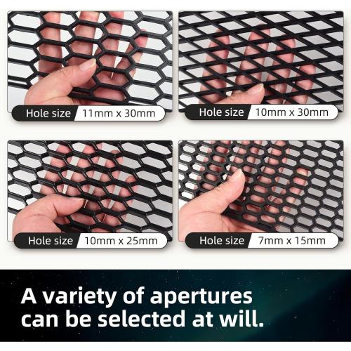 AggAuto 47x16 ABS Plastic Universal Car Grill Mesh, Automotive Grille Insert Bumper Rhombic Hole 10x30mm Grids Black