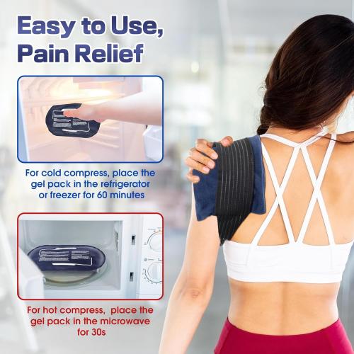 Ice Packs for Injuries Reusable, 4 Pack Hot and Cold Gel Packs and 2 Pack Adjustable Flexible Gel Wraps for Back Shoulders Arms Knees and Legs Injury Recovery, Alleviate Joint and Muscle Pain Relief