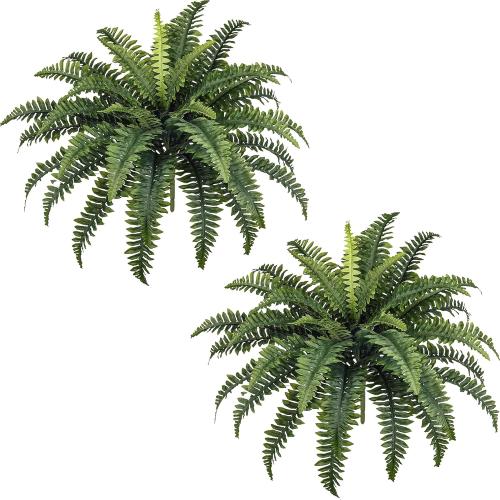 Ferns Artificial Bush Plants Large, 2 Artificial Boston Ferns for Outdoors Home Decor