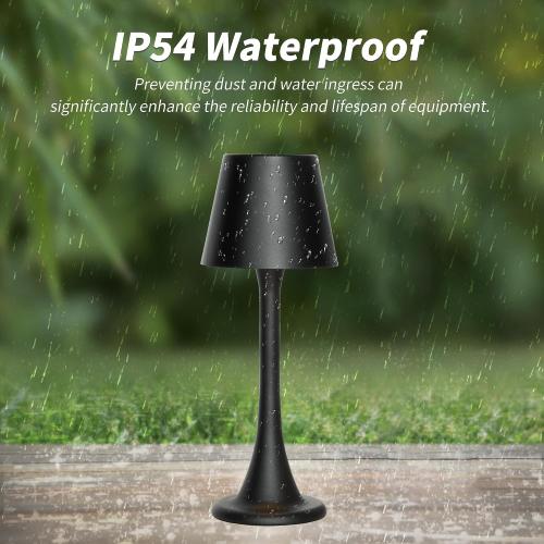 Mr. White Outdoor Waterproof Cordless Rechargeable Portable Touch Battery Operated Powered Table Lamp for Restaurant Kitchen Patio Dinner Dining (Black)